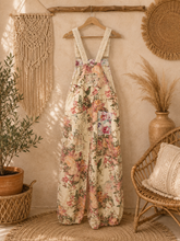 Load image into Gallery viewer, Secret Garden Floral Print Lace Trim Overalls