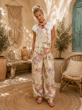 Load image into Gallery viewer, Secret Garden Floral Print Lace Trim Overalls