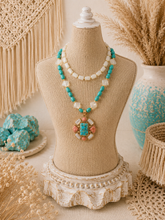 Load image into Gallery viewer, Santa Fe Sunset Turquoise & Orange Coral Pendant Necklace