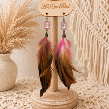 Load image into Gallery viewer, Blush Wild Rhinestone Feather Earrings