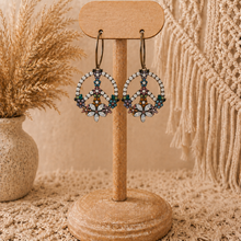 Load image into Gallery viewer, Peace & Flowers Crystal Hoop Earrings
