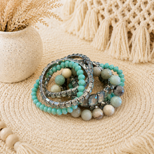 Load image into Gallery viewer, Aqua Stardust Sparkle Bracelet Stack