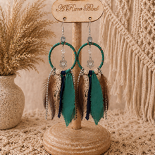 Load image into Gallery viewer, Turquoise Dreamcatcher Hoop Earrings