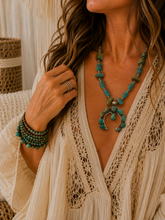 Load image into Gallery viewer, Squash Blossom Boho Turquoise Necklace