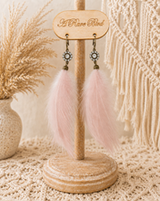 Load image into Gallery viewer, Blush Sparkle Feather Earrings