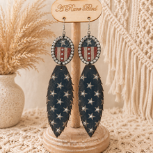 Load image into Gallery viewer, Star Spangled Rhinestone Feather Earrings