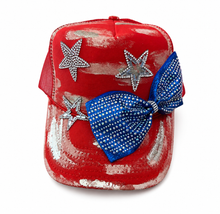 Load image into Gallery viewer, Red Stars & Sparkle Patriotic Rhinestone Bling Hat