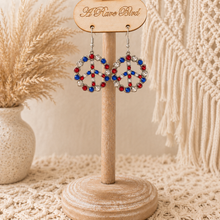 Load image into Gallery viewer, Patriotic Peace Rhinestone Earrings