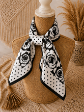 Load image into Gallery viewer, 26" Black & White Floral Print Scarf
