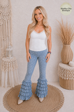 Load image into Gallery viewer, Blue Polka Dot Ruffle Leggings