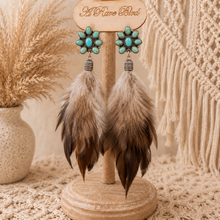 Load image into Gallery viewer, Turquoise Prairie Feather Earrings