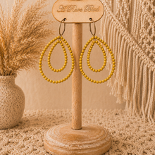 Load image into Gallery viewer, Goldenrod Teardrop Teak Hoop Earrings