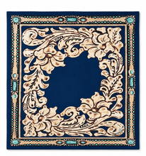 Load image into Gallery viewer, 35" Teal Blue Scroll Print Scarf