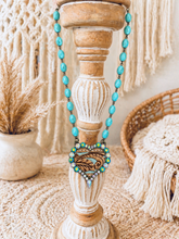 Load image into Gallery viewer, Turquoise Heart & Hide Statement Necklace