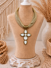 Load image into Gallery viewer, Golden Halo Opalescent Cross Necklace