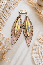 Load image into Gallery viewer, Golden Blush Feather Statement Earrings