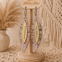 Load image into Gallery viewer, Golden Blush Feather Statement Earrings
