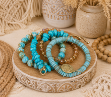 Load image into Gallery viewer, Desert Tide Turquoise Boho Bracelet Stack