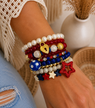 Load image into Gallery viewer, Stars & Sparkle Patriotic Bracelet Stack