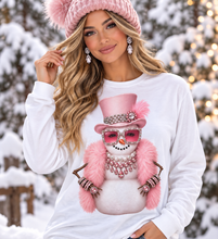 Load image into Gallery viewer, Frosted & Fabulous Snowman Bling Long Sleeve T-shirt