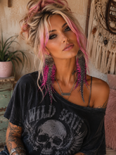 Load image into Gallery viewer, Wild Orchid Feather Earrings