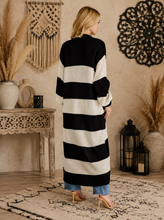 Load image into Gallery viewer, Classic Black & White Soft Knit Sweater Duster