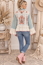 Load image into Gallery viewer, Wildflower Romance Lace Denim Jacket