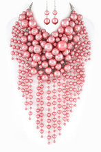 Load image into Gallery viewer, Head Turner Statement Mix Pearl Layer Necklace Set: Pink
