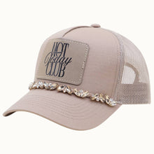 Load image into Gallery viewer, NOT TODAY CLUB Bejeweled Glitz Trucker Cap + Leatherette: Beige
