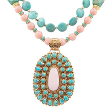Load image into Gallery viewer, Cactus Rose Pink Opal &amp; Turquoise Statement Necklace
