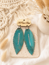 Load image into Gallery viewer, Turquoise Tumbleweed Rhinestone Leather Earrings

