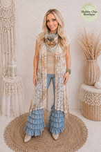 Load image into Gallery viewer, Morning Dove Crochet &amp; Lace Duster Vest
