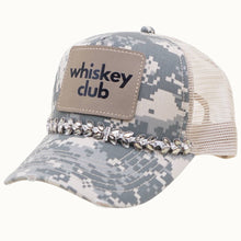 Load image into Gallery viewer, WHISKEY CLUB Camo Trucker Bejeweled Glitz Cap - Leatherette
