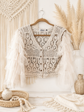 Load image into Gallery viewer, Heirloom Crochet &amp; Tulle Ruffle Sleeve Jacket
