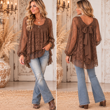 Load image into Gallery viewer, Back to Beautiful Lace Bow Top – Mocha
