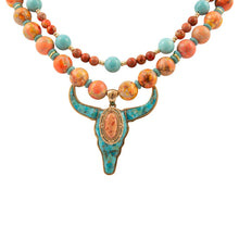 Load image into Gallery viewer, Spirit of the Range Turquoise &amp; Orange Jasper Statement Necklace
