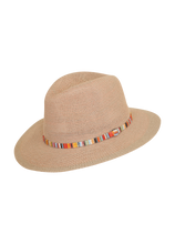 Load image into Gallery viewer, Natalie Hat in Blush with Multi Stripe Band
