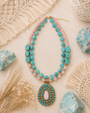 Load image into Gallery viewer, Cactus Rose Pink Opal &amp; Turquoise Statement Necklace
