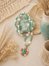 Load image into Gallery viewer, Santa Fe Sunset Turquoise &amp; Orange Coral Pendant Necklace
