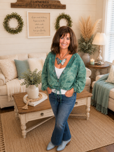 Load image into Gallery viewer, Teal Tide Cropped Mineral Wash Jacket
