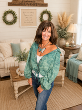 Load image into Gallery viewer, Teal Tide Cropped Mineral Wash Jacket
