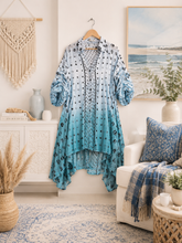 Load image into Gallery viewer, Blue Skies Boho Duster Dress
