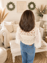 Load image into Gallery viewer, Heirloom Crochet &amp; Tulle Ruffle Sleeve Jacket
