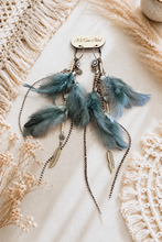 Load image into Gallery viewer, Gypsy Smoke Feather Statement Earrings
