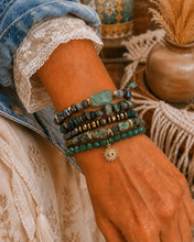 Load image into Gallery viewer, Emerald Eye Boho Bracelet Stack
