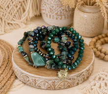 Load image into Gallery viewer, Emerald Eye Boho Bracelet Stack

