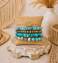 Load image into Gallery viewer, Desert Tide Turquoise Boho Bracelet Stack
