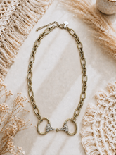 Load image into Gallery viewer, Golden Reins Crystal Horse Bit Necklace
