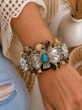 Load image into Gallery viewer, Thunderbird Fire Floral Leather Cuff Bracelet
