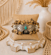 Load image into Gallery viewer, Thunderbird Fire Floral Leather Cuff Bracelet
